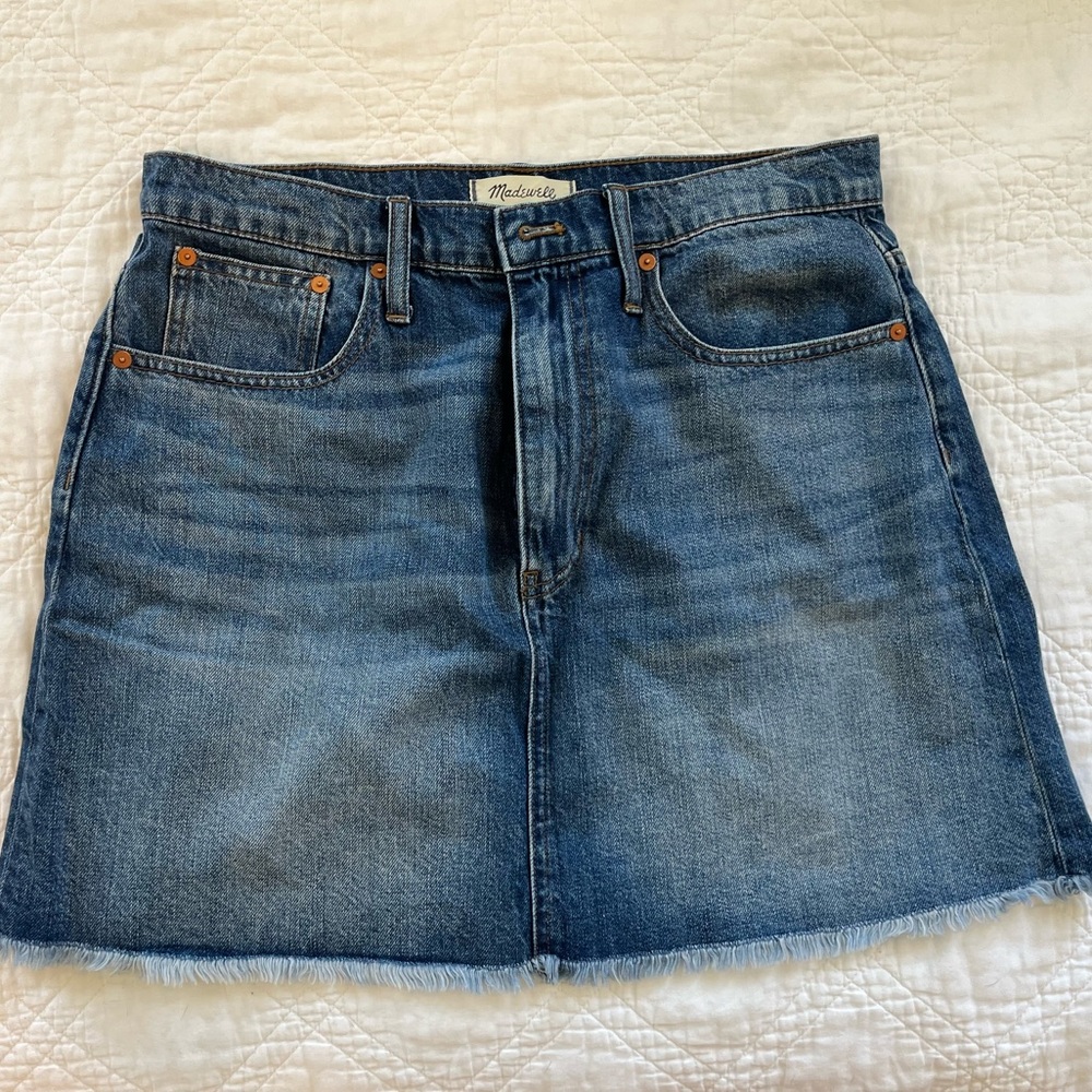 Madewell jean skirt, size 31, rigid denim A-line